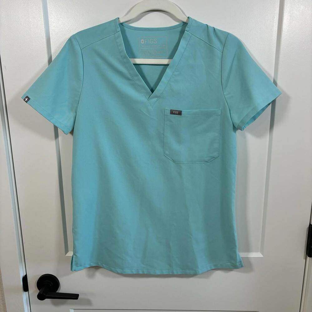 Figs Women’s Size XS Cactus Marine Catrina Short Sleeve Polyester Scrub Top